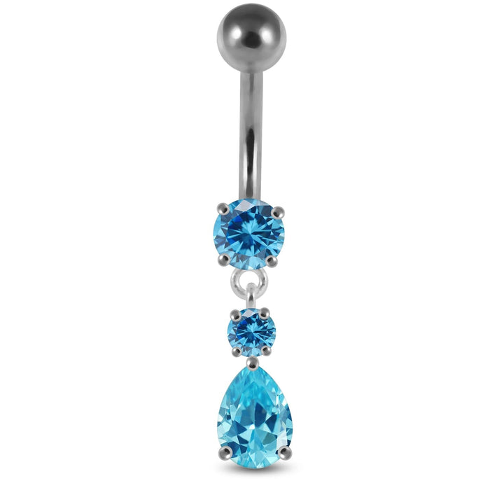 Moving Jeweled Teardrop Navel Ring - Monster Piercing