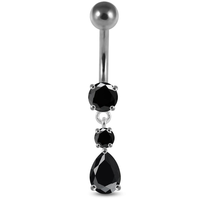 Moving Jeweled Teardrop Navel Ring - Monster Piercing