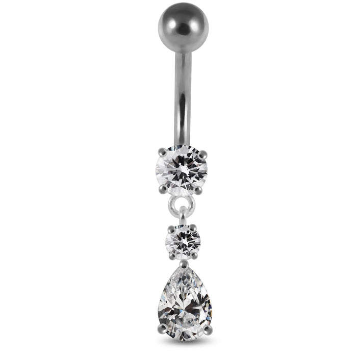 Moving Jeweled Teardrop Navel Ring - Monster Piercing