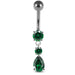 Moving Jeweled Teardrop Navel Ring - Monster Piercing