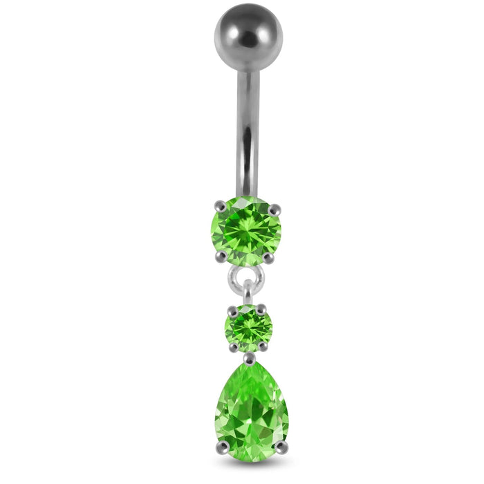 Moving Jeweled Teardrop Navel Ring - Monster Piercing