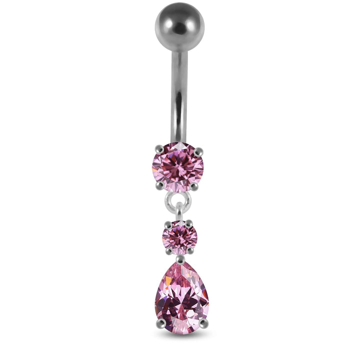 Moving Jeweled Teardrop Navel Ring - Monster Piercing