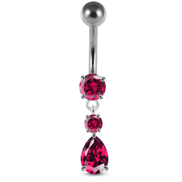 Moving Jeweled Teardrop Navel Ring - Monster Piercing