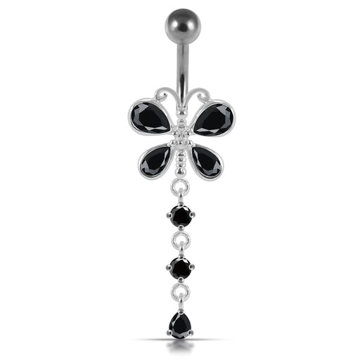 Moving Jeweled Butterfly Navel Ring - Monster Piercing