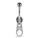 Jeweled Zipper Handle Navel Bar - Monster Piercing