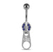 Jeweled Zipper Handle Navel Bar - Monster Piercing