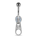 Jeweled Zipper Handle Navel Bar - Monster Piercing