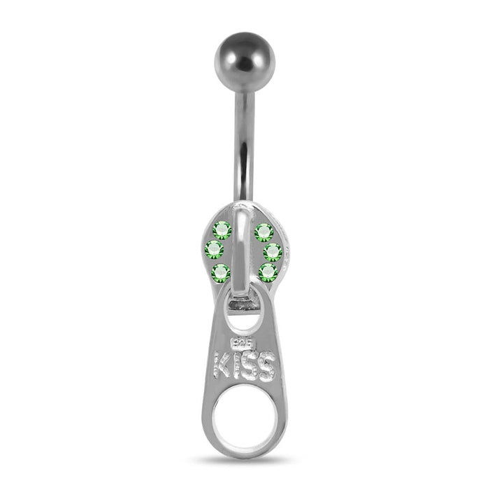 Jeweled Zipper Handle Navel Bar - Monster Piercing