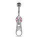 Jeweled Zipper Handle Navel Bar - Monster Piercing