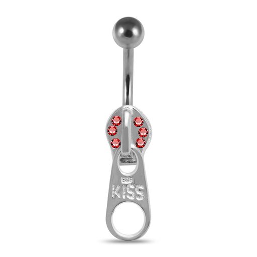 Jeweled Zipper Handle Navel Bar - Monster Piercing