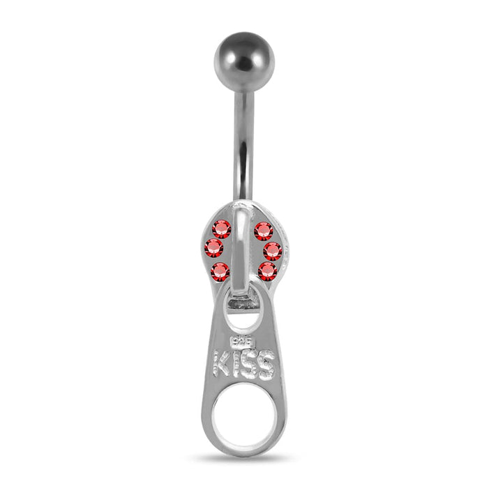 Jeweled Zipper Handle Navel Bar - Monster Piercing