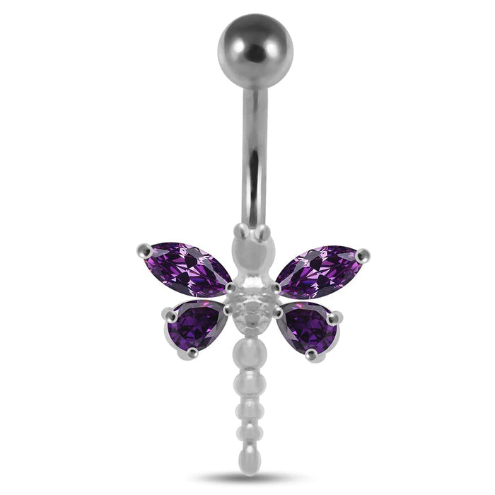 Moving Jeweled Dragonfly Navel Ring - Monster Piercing