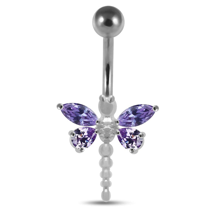 Moving Jeweled Dragonfly Navel Ring - Monster Piercing