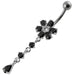 Moving Multi color Stone Flower Curved Bar Belly Ring - Monster Piercing