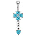 Gems Flower dangling Curved Belly Ring - Monster Piercing