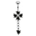 Gems Flower dangling Curved Belly Ring - Monster Piercing