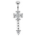 Gems Flower dangling Curved Belly Ring - Monster Piercing