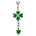 Gems Flower dangling Curved Belly Ring - Monster Piercing