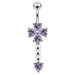 Gems Flower dangling Curved Belly Ring - Monster Piercing