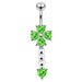 Gems Flower dangling Curved Belly Ring - Monster Piercing