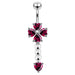 Gems Flower dangling Curved Belly Ring - Monster Piercing