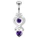 Moving Jeweled Heart Charms Navel Ring - Monster Piercing