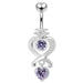 Moving Jeweled Heart Charms Navel Ring - Monster Piercing