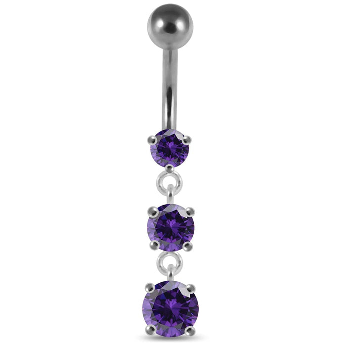 Moving Jeweled Charms Belly Ring - Monster Piercing