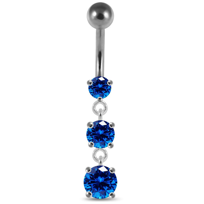 Moving Jeweled Charms Belly Ring - Monster Piercing