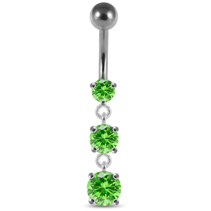 Moving Jeweled Charms Belly Ring - Monster Piercing