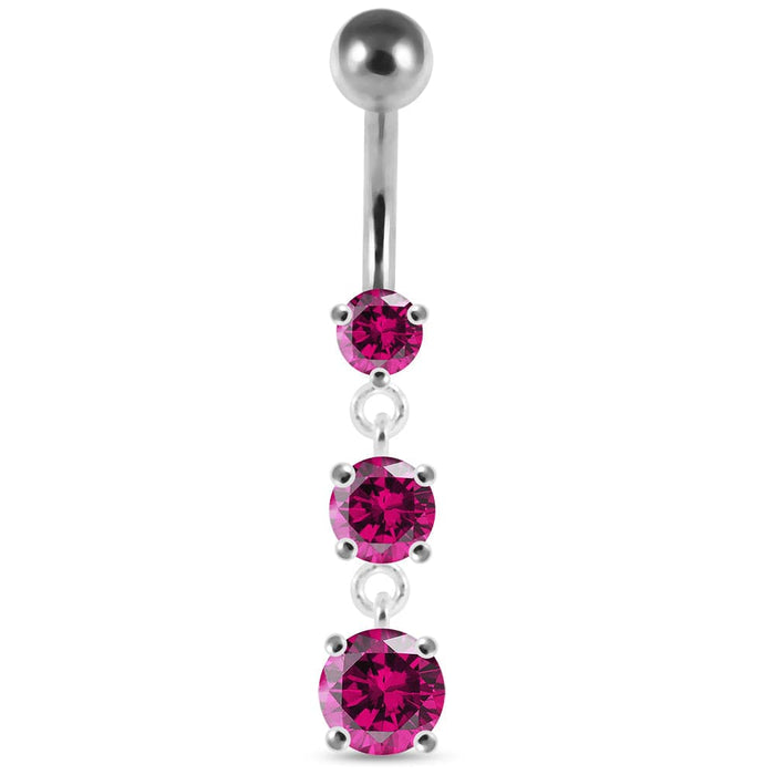 Moving Jeweled Charms Belly Ring - Monster Piercing