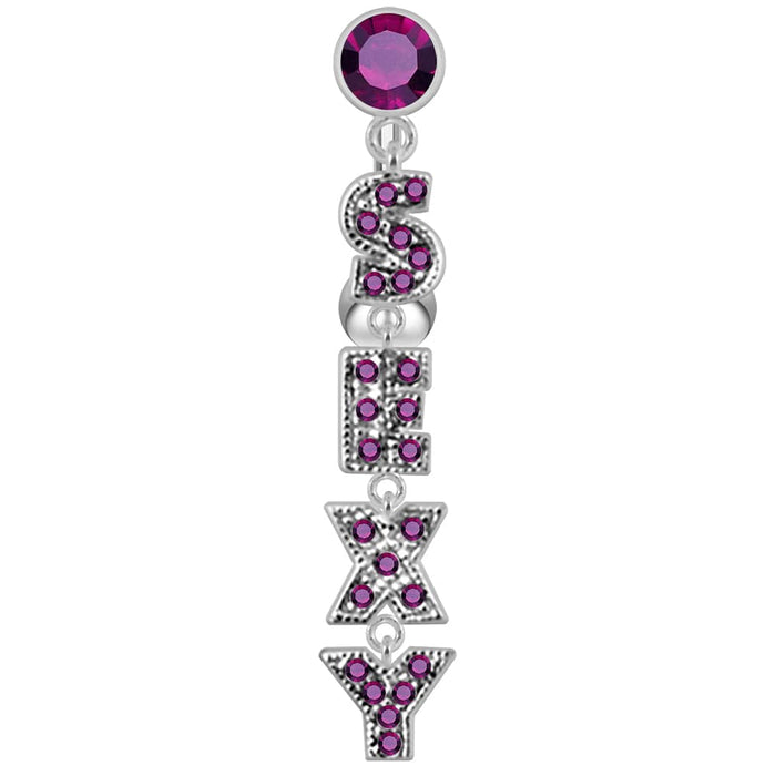 Moving Jeweled "SEXY" Charm Navel Ring - Monster Piercing