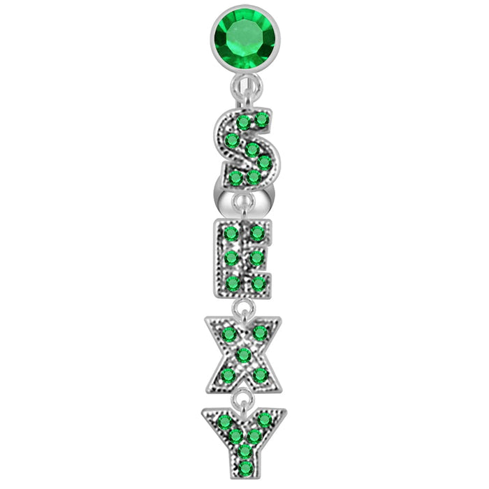 Moving Jeweled "SEXY" Charm Navel Ring - Monster Piercing