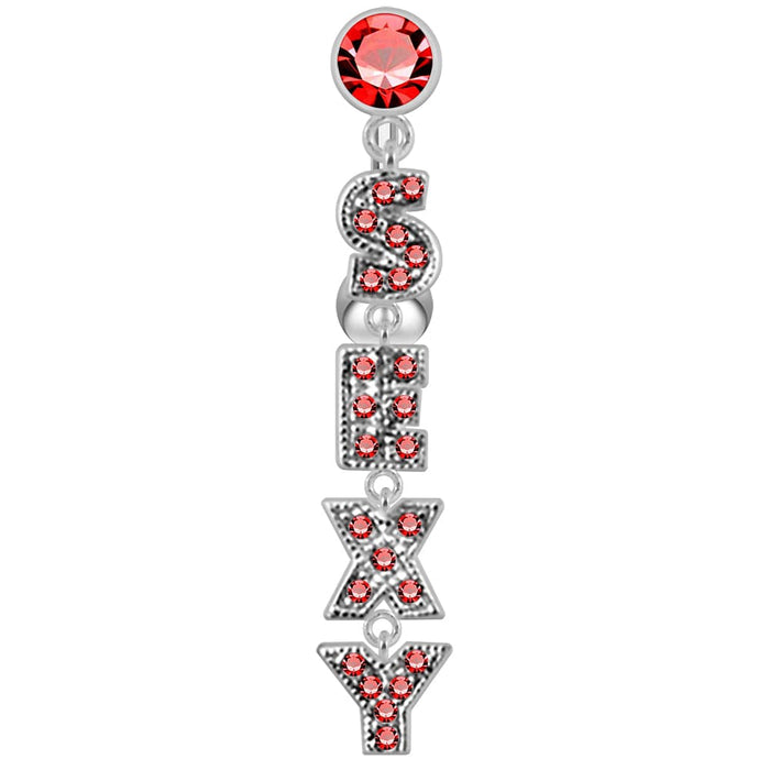 Moving Jeweled "SEXY" Charm Navel Ring - Monster Piercing