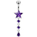 Moving Jeweled Star Charm Navel Ring - Monster Piercing