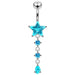 Moving Jeweled Star Charm Navel Ring - Monster Piercing