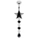 Moving Jeweled Star Charm Navel Ring - Monster Piercing