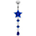 Moving Jeweled Star Charm Navel Ring - Monster Piercing