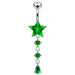 Moving Jeweled Star Charm Navel Ring - Monster Piercing