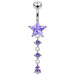 Moving Jeweled Star Charm Navel Ring - Monster Piercing