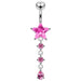 Moving Jeweled Star Charm Navel Ring - Monster Piercing