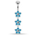 Moving Jeweled Flower Navel Belly Button Ring - Monster Piercing