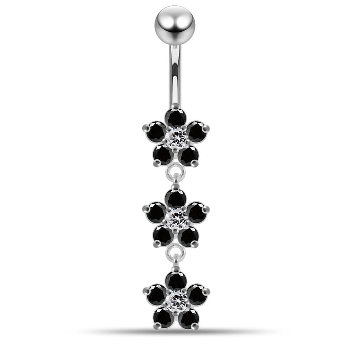 Moving Jeweled Flower Navel Belly Button Ring - Monster Piercing