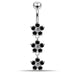 Moving Jeweled Flower Navel Belly Button Ring - Monster Piercing