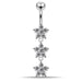 Moving Jeweled Flower Navel Belly Button Ring - Monster Piercing