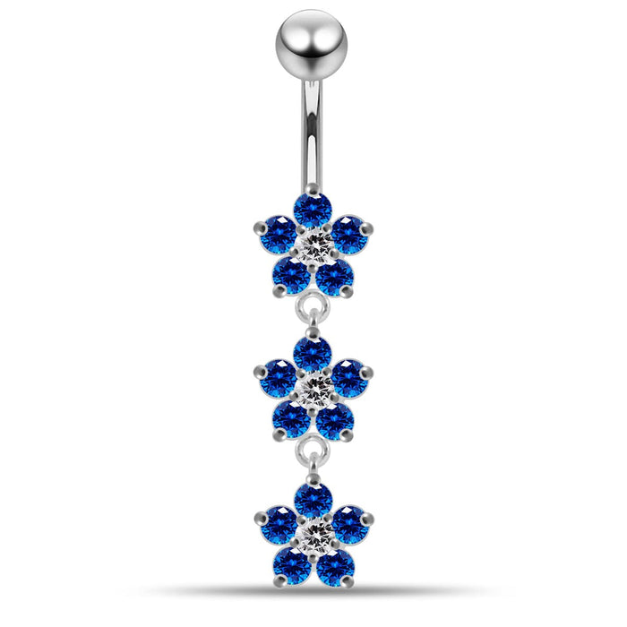 Moving Jeweled Flower Navel Belly Button Ring - Monster Piercing