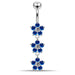 Moving Jeweled Flower Navel Belly Button Ring - Monster Piercing