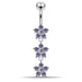 Moving Jeweled Flower Navel Belly Button Ring - Monster Piercing