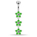 Moving Jeweled Flower Navel Belly Button Ring - Monster Piercing