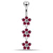 Moving Jeweled Flower Navel Belly Button Ring - Monster Piercing